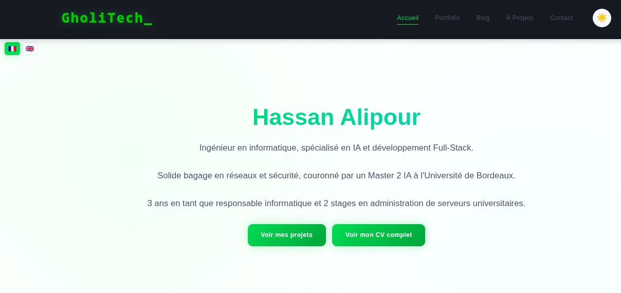 Site Web Portfolio Full-Stack GholiTech